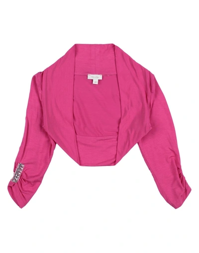 Microbe By Miss Grant Kids' Wrap Cardigans In Fuchsia