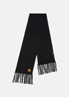 VERSACE MEDUSA EMBROIDERED CASHMERE SCARF, FEMALE, BLACK, ONE SIZE
