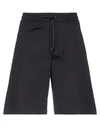 Neil Barrett Stretch Cotton Oversized Shorts With Jetted Pockets In Blue