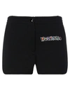 Moschino Designer Logo Fleece Shorts In Black