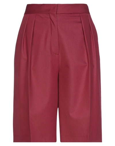 Space Simona Corsellini Simona Corsellini Woman Shorts & Bermuda Shorts Burgundy Size 8 Polyester, Viscose, Elastane In Red