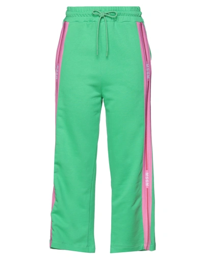 Msgm Cropped Pants In Green