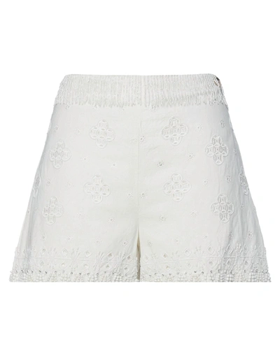 Twinset Woman Shorts & Bermuda Shorts Ivory Size 8 Cotton, Linen, Polyester In White