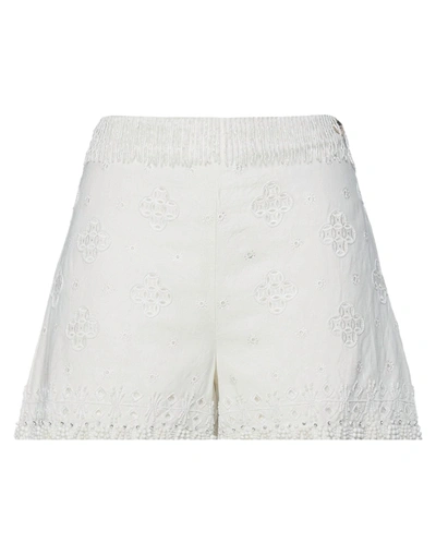 Twinset Woman Shorts & Bermuda Shorts Ivory Size 14 Cotton, Linen, Polyester In White