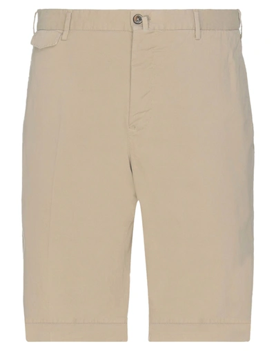 Pt Torino Man Shorts & Bermuda Shorts Sand Size 42 Cotton, Elastane In Beige