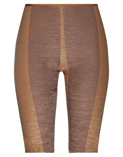 Siyu Woman Shorts & Bermuda Shorts Camel Size 4 Polyester, Polyamide, Elastane In Beige