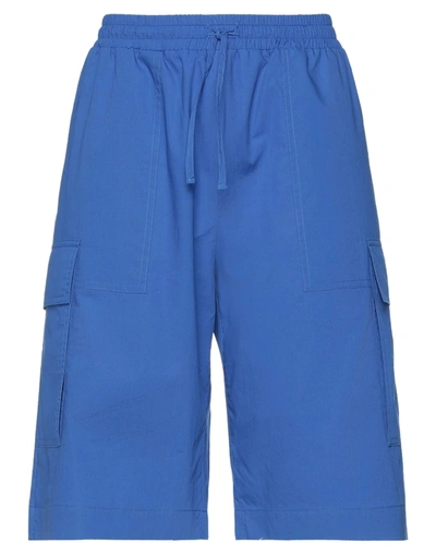Roberto Collina Man Shorts & Bermuda Shorts Blue Size S Cotton