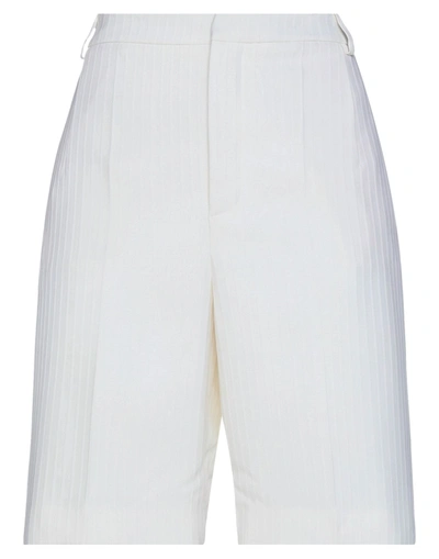 Saint Laurent Woman Shorts & Bermuda Shorts Ivory Size 2 Virgin Wool, Silk