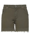 Avantgar Denim By European Culture Woman Shorts & Bermuda Shorts Military Green Size 27 Cotton, Poly