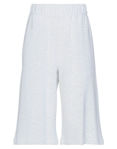 Max Mara Maxmara Studio Cropped White Cotton Trouser In Light Grey