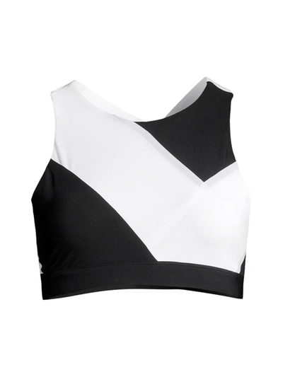 L'etoile Sport Criss-cross Sports Bra In White Black