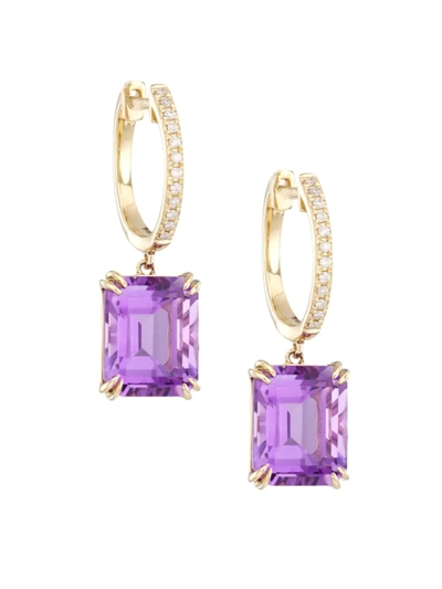 Saks Fifth Avenue Women's 14k Gold, Diamond & Amethyst Drop Earrings