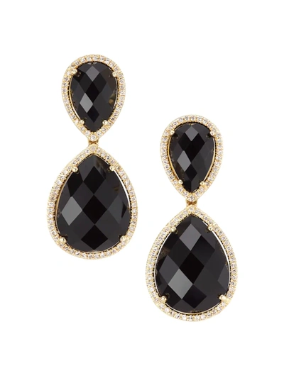 Saks Fifth Avenue Women's 14k Yellow Gold, Onyx & Diamond Drop Earrings
