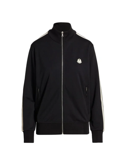 Moncler Genius 8 Moncler Palm Angels- Black Shiny Zip-up Sweatshirt In 999