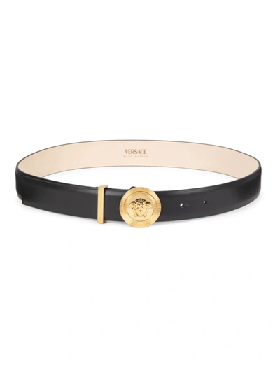 VERSACE WOMEN'S MEDUSA MEDALLION LEATHER BELT,400015314198