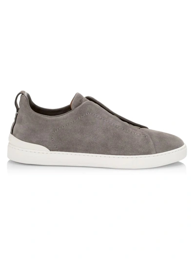 Zegna Triple Stitch Low-top Sneakers In Grey