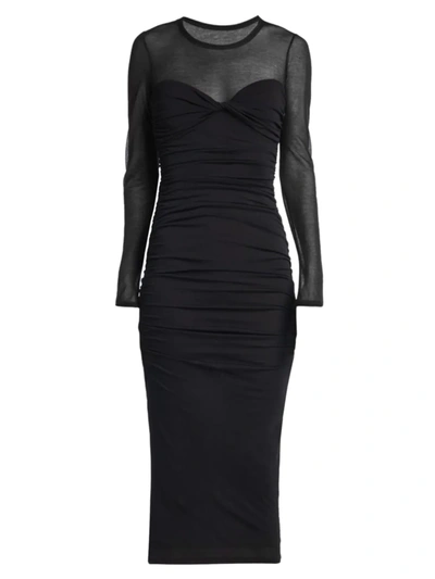 Giorgio Armani Ruched Twist-bustier Midi Dress In Black