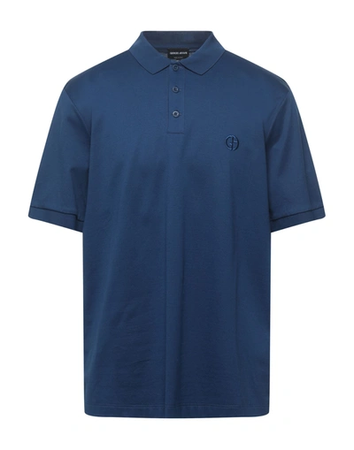 Giorgio Armani Polo Shirts In Navy Blue