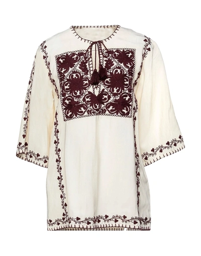 Les Coyotes De Paris Embroidered Blouse In Cream