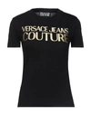 Versace Jeans Couture Metallic-logo Print T-shirt In Black
