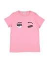 Chiara Ferragni Kids' T-shirts In Pastel Pink