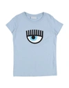 Chiara Ferragni Kids' T-shirts In Sky Blue