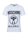 Moschino Cotton T-shirt With Double Question Mark Logo In White