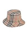 Burberry Gabriel Cotton Hat With Vintage Check Print In Camel