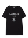 BALMAIN BLACK COTTON T-SHIRT,6Q8621Z0057T 930