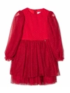 Simonetta Polka-dot Long Sleeve Dress In Rosso