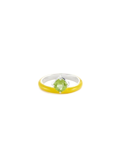 Fry Powers Unicorn Rainbow' Peridot Enamelled Sterling Silver Ring - Sunshine In Yellow