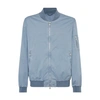 Brunello Cucinelli Cotton Two-way Zip Bomber Jacket In Blue