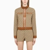 GUCCI GG JACQUARD TEXTILE AND LEATHER JACKET,681034Z8AV6-K-GUC-2184