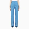 Alexander Mcqueen Straight Leg Virgin Wool Trousers In Light Blue