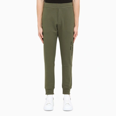 Alexander Mcqueen Man Khaki And Black Mcqueen Graffiti Slim Fit Joggers In Green