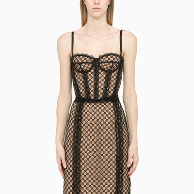 Gucci Gg Mesh And Lace Bustier In Multi