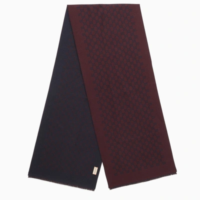 Gucci Bordeaux Knitted Gg Jacquard Reversible Scarf In Burgundy