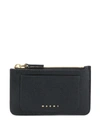 Marni Logo Embossed Zip Pouch In Black