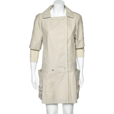 Pre-owned Louis Vuitton Beige Cotton & Wool Inset Detailed Trench Coat S