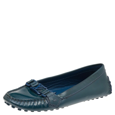 Pre-owned Louis Vuitton Blue Patent Leather Oxford Loafers Size 38