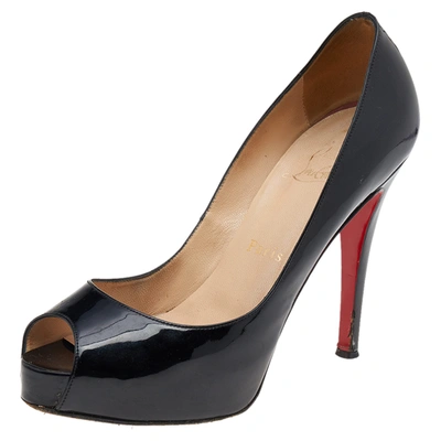 Pre-owned Christian Louboutin Black Patent Leather Very Prive Pumps Size 36