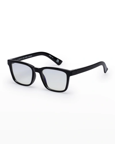 The Book Club A Doom Of Funs Blown Rectangle Recycled Plastic Reading Glasses In Black