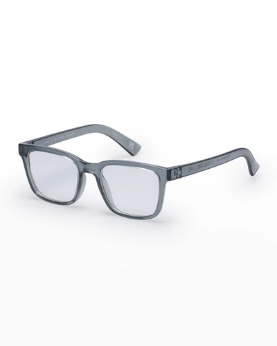 The Book Club A Doom Of Funs Blown Rectangle Recycled Plastic Reading Glasses In Glacier
