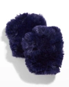 Jocelyn Fingerless Faux Fur Mittens In Navy