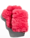 Jocelyn Fingerless Faux Fur Mittens In Hot Pink