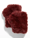 Jocelyn Faux Fur Knitted Mandy Mittens In Burgundy