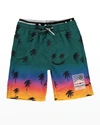 MOLO BOY'S NEAL PALM TREE SMILEY DRAWSTRING SWIM TRUNKS,PROD247610283