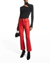 Frame Le Crop Mini Boot-cut Leather Pants In Blanc