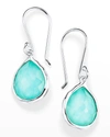 Ippolita 925 Rock Candy Mini Teardrop Earrings In Rock Crystal And Turquoise In Tq