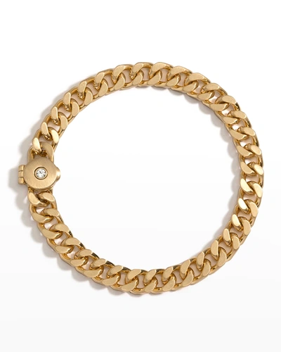 Demarson Curb Chain Bracelet With Crystal Locket, Gold In Satin Gold
